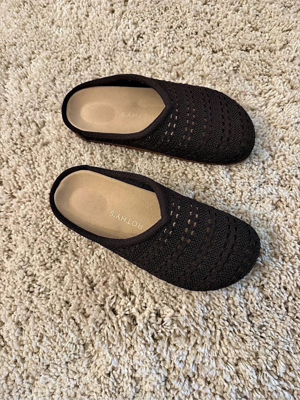 Rothy's Crochet Knit Clogs Mules Flats Brown 8 like new